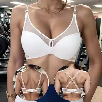 Женский бюстгальтер небольшого размера с проволочной подкладкой, бюстгальтеры с буквенным принтом, нижнее белье, дышащая сетчатая строчка, спортивное нижнее белье для отдыха 75B 80B 85B 90B 85B белый