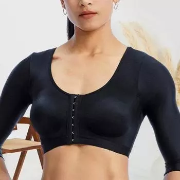 Женский бюстгальтер Передняя поддержка груди Бюстгальтер-стабилизатор имплантата Широкий ремень для плеч После операции Компрессионное нижнее белье Хирургическое увеличение груди Бюстгальтер без косточек S