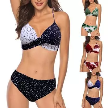 Женский бюстгальтер пуш-ап с мягкой подкладкой, комплект бикини, купальник, пляжная одежда L чёрный