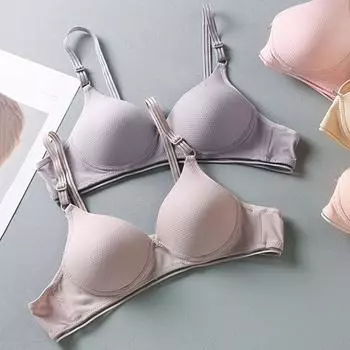 Женский бюстгальтер пуш-ап с тонкой подкладкой без стального кольца Регулируемый плечевой ремень с глубоким V-образным вырезом Дышащая поддержка груди Леди Бюстгальтер Женское нижнее белье M серый