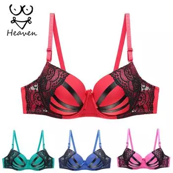 Женский бюстгальтер пуш-ап, сексуальное кружевное нижнее белье, бюстгальтер с чашкой BC, мягкий бюстгальтер на косточках 75B красный