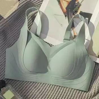 Женский бюстгальтер с антискользящим эффектом без косточек Push-up Нижнее белье для женщин среднего возраста Широкий плечевой ремень Полный M хаки