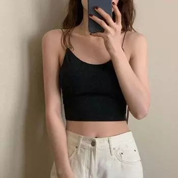 Женский бюстгальтер с бесшовной подкладкой и беспроводным ремешком на тонких бретельках, сплошной цвет, летние майки, майка, женская нижняя часть зелёный