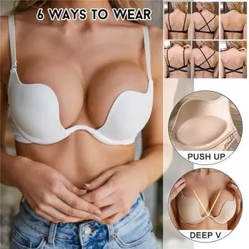 Женский бюстгальтер с глубоким U-образным вырезом на спине, нижнее белье на косточках с открытой чашкой, сексуальные бюстгальтеры пуш-ап, нижнее белье, бесшовное бесследное белье 32/70AB красный