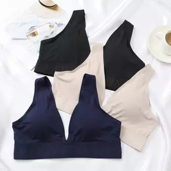 Женский бюстгальтер с глубоким V-образным вырезом, пуш-ап, без косточек, эластичный, однотонный, отличная поддержка 45355 S чёрный