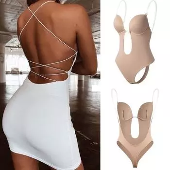 Женский бюстгальтер с открытой спиной, бесшовный U-образный корсет S чёрный