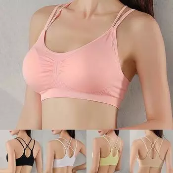 Женский бюстгальтер с перекрестной спинкой, жилет для женщин, нескользящие топы на бретельках с двойным плечевым ремнем, нижнее белье с закрытой грудью M белый