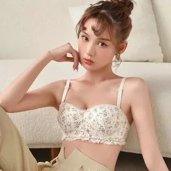 Женский бюстгальтер с половиной чашки с пикантным кружевом и бантом для девочек без стального кольца. Удобная поддержка груди. Коллекция нижнего белья с красивой спинкой. 70A бежевый