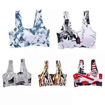 Женский бюстгальтер с принтом Ice Wire, бюстгальтер без рукавов с тремя пуговицами и подушечками, укороченный топ с запахом на груди One size