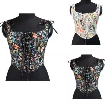 Женский бюстгальтер с принтом в стиле ретро, U-образный вырез, принт с листьями L чёрный