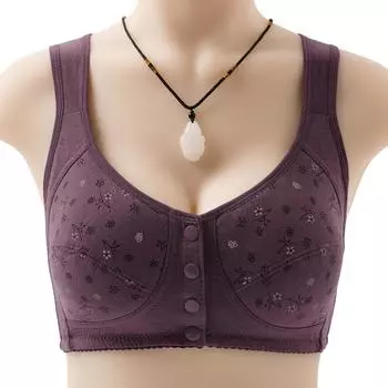 Женский бюстгальтер с пуговицами спереди без стального кольца с принтом, нижнее белье, бюстгальтер большого размера 36/80 красный