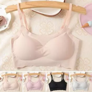 Женский бюстгальтер с регулируемым ремешком, бесшовный однотонный, высокая растяжимость, максимальный комфорт, противоударный, пуш-ап, не зацепляется, беспроводная йога S чёрный