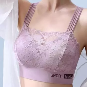 Женский бюстгальтер с широкими бретелями, ажурный цветочный узор, кружевной бесшовный бандо, защита от воздействия, максимальный комфорт, ударопрочный, с эффектом пуш-ап, без зацепления, беспроводной XL чёрный