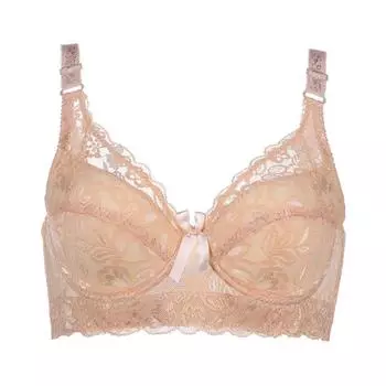 Женский бюстгальтер с вышивкой, антипровисающий бюстгальтер на косточках, регулируемый дышащий бюстгальтер, бюстгальтеры пуш-ап, большие размеры 80B-105D 36/80 бежевый