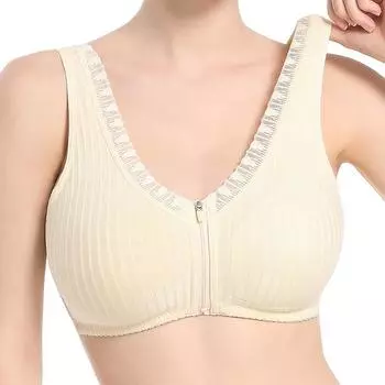 Женский бюстгальтер с застежкой-молнией спереди, фиксированная чашка, без стального кольца, нижнее белье в стиле жилетки 36/80 бежевый