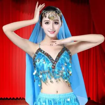 Женский бюстгальтер-топ с блестками и кисточками на шее, с открытой талией, с открытой спиной и без рукавов, для танца живота, в стиле бохо, фестивальный топ, клубный бюстгальтер в племенном стиле, экзотический топ для выступлений озеро синий