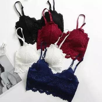 Женский бюстгальтер Tube Top Фитнес Нижнее белье Кружевной бюстгальтер с подкладкой Бюстгальтеры-костюмы Укороченный топ One Size