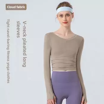 Женский быстросохнущий дышащий костюм для йоги с длинными рукавами для осени и зимы S чёрный