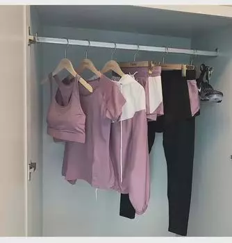 Женский быстросохнущий комплект из 5 предметов для йоги и фитнеса M фиолетовый