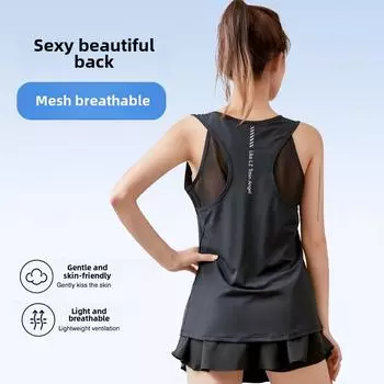 Женский быстросохнущий жилет для йоги без рукавов 2024 года - летний топ для фитнеса и бега Medium белый