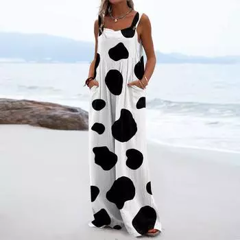 Женский цельный комбинезон на пуговицах, повседневные свободные комбинезоны без рукавов с карманами XXL