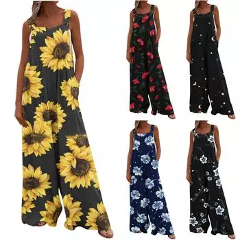 Женский цельный комбинезон на пуговицах, повседневные свободные комбинезоны без рукавов с карманами XXL жёлтый