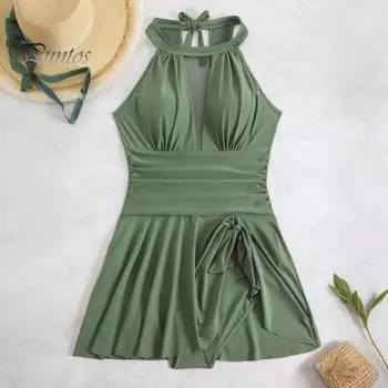 Женский цельный купальник больших размеров с утягивающим эффектом, купальник-бикини, юбка, купальники для женщин, пляжный отдых, вечеринка у бассейна L королевский синий