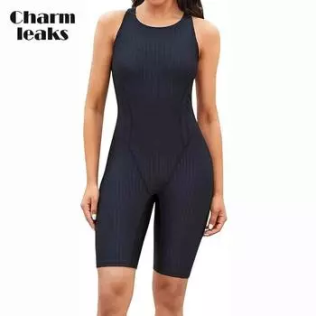 Женский цельный купальник Charmleaks Boyleg, спортивный купальный костюм-борцовка M чёрный