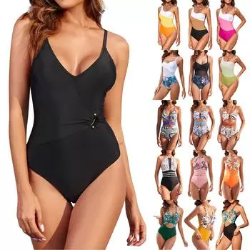 Женский цельный купальник, черный сексуальный купальник на бретельках L чёрный