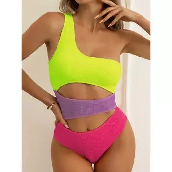 Женский цельный купальник на одно плечо, женские купальники, сексуальные монокини, купальные костюмы, пляжная одежда, купальные костюмы M