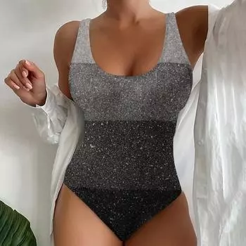 Женский цельный купальник, пляжный купальник, летний винтажный купальник с принтом в технике тай-дай S