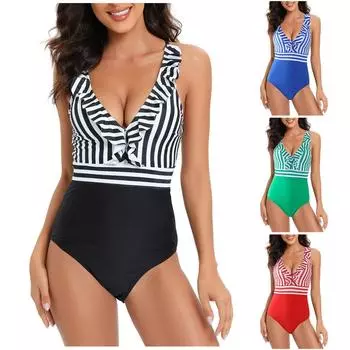 Женский цельный купальник с нагрудником без стального бюстгальтера, однотонный купальник L чёрный