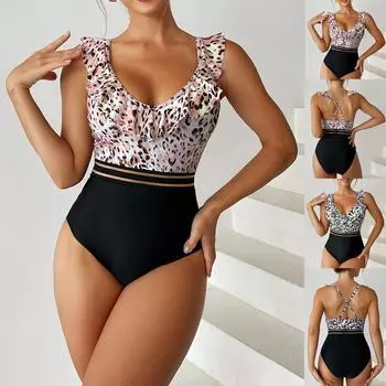 Женский цельный купальник с рюшами и открытой спиной, облегающий живот, консервативный купальник XXL розовый