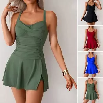 Женский цельный купальник с утягивающим эффектом, купальник с перекрестными бретелями для отдыха на пляже, у бассейна, загара S чёрный