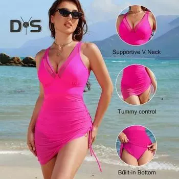 Женский цельный купальник с V-образным вырезом, утягивающий купальник с сетчатым прозрачным запахом для пляжного отдыха S чёрный