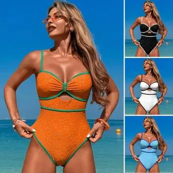 Женский цельный купальник, сексуальный монокини, боди с высоким вырезом, купальный костюм для отдыха на пляже, у бассейна, загара S чёрный