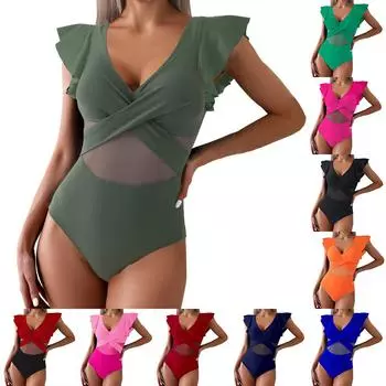 Женский цельный модный сексуальный сетчатый купальник с бюстгальтером без стального бюстгальтера M