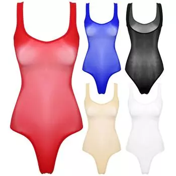 Женский цельный прозрачный ночной костюм с высоким вырезом, купальник, прозрачный боди, трико для нижнего белья, вечерние, медовый месяц One Size