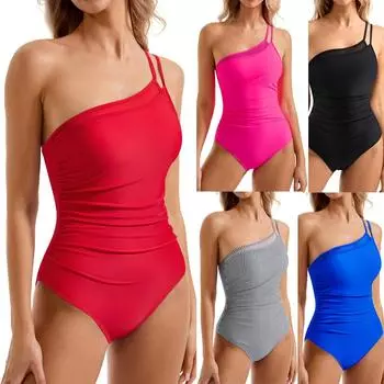 Женский цельный сетчатый ажурный плиссированный купальник сплошного цвета плиссированный купальник сплошного цвета L чёрный