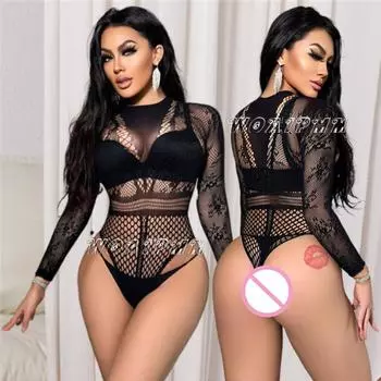 Женский цельный сетчатый боди женское эротическое нижнее белье сетчатый прозрачный обтягивающий костюм сексуальный прозрачный пижама XXS