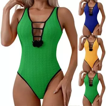 Женский цельный сексуальный модный бикини с подушечками для бюстгальтера без стальной поддержки, купальный костюм L зелёный