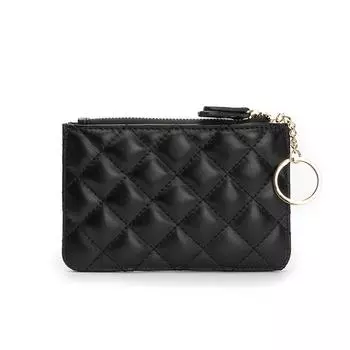 Женский чехол для ключей из овчины с ромбом, мягкая поверхность, сумка для хранения мелочи, кожаный многофункциональный ультратонкий чехол для карт красный