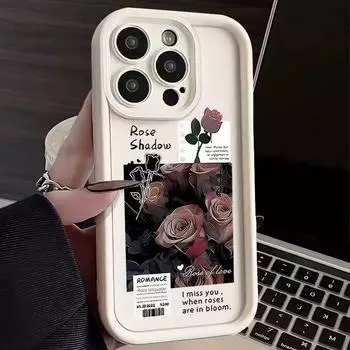 Женский чехол для телефона Miss You Letter Rose для IPhone 15 14 13 12 Pro Max Plus iPhone 15 белый