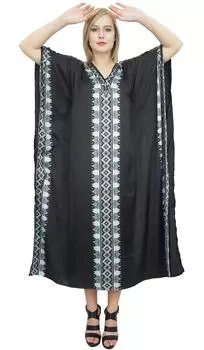 Женский черный атласный кафтан с принтом Bimba, длинный кафтан для вечеринки 10 чёрный