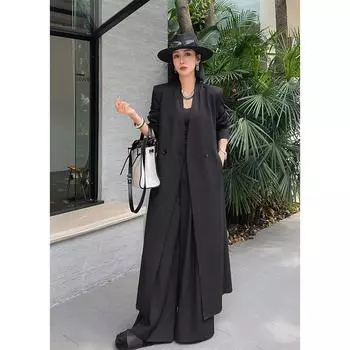 Женский черный длинный пиджак Niche Design, женский новый осенний топ S