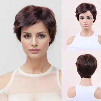 Женский черный коричневый парик женские многослойные парики с челкой женские натуральные волнистые короткие парики для повседневного использования вечерние косплей термостойкое волокно чёрный
