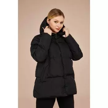 Женский черный пуховик с капюшоном