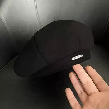 Женский черный восьмиугольный берет - Подчеркивает маленькое лицо, модный осенне-зимний тренд чёрный