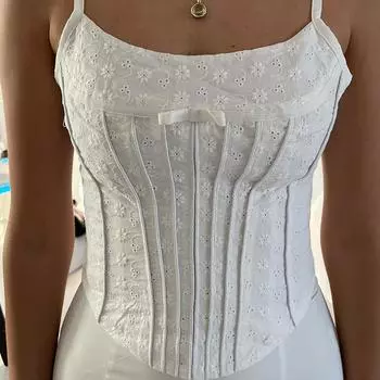 Женский чистый белый маленький топ на подтяжках, обтягивающий тонкий жилет нестандартной формы L белый