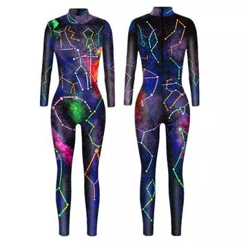 Женский цифровой комбинезон косплей костюм леопардовый рукав боди вечерний XL